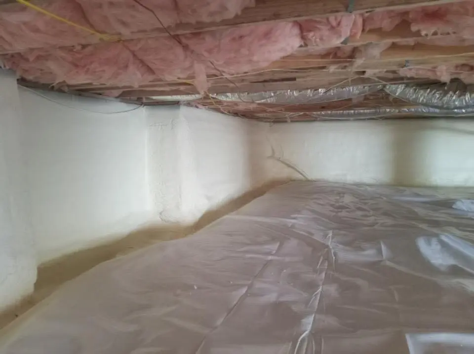 Crawl space encapsulation with closed-cell spray foam for Roof Waterproofing in Claymont
